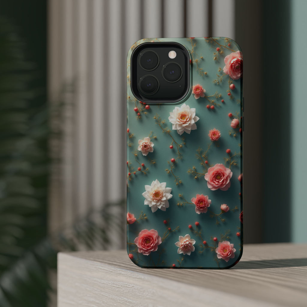 Floral Rose Pattern Magnetic Impact-Resistant Phone Case