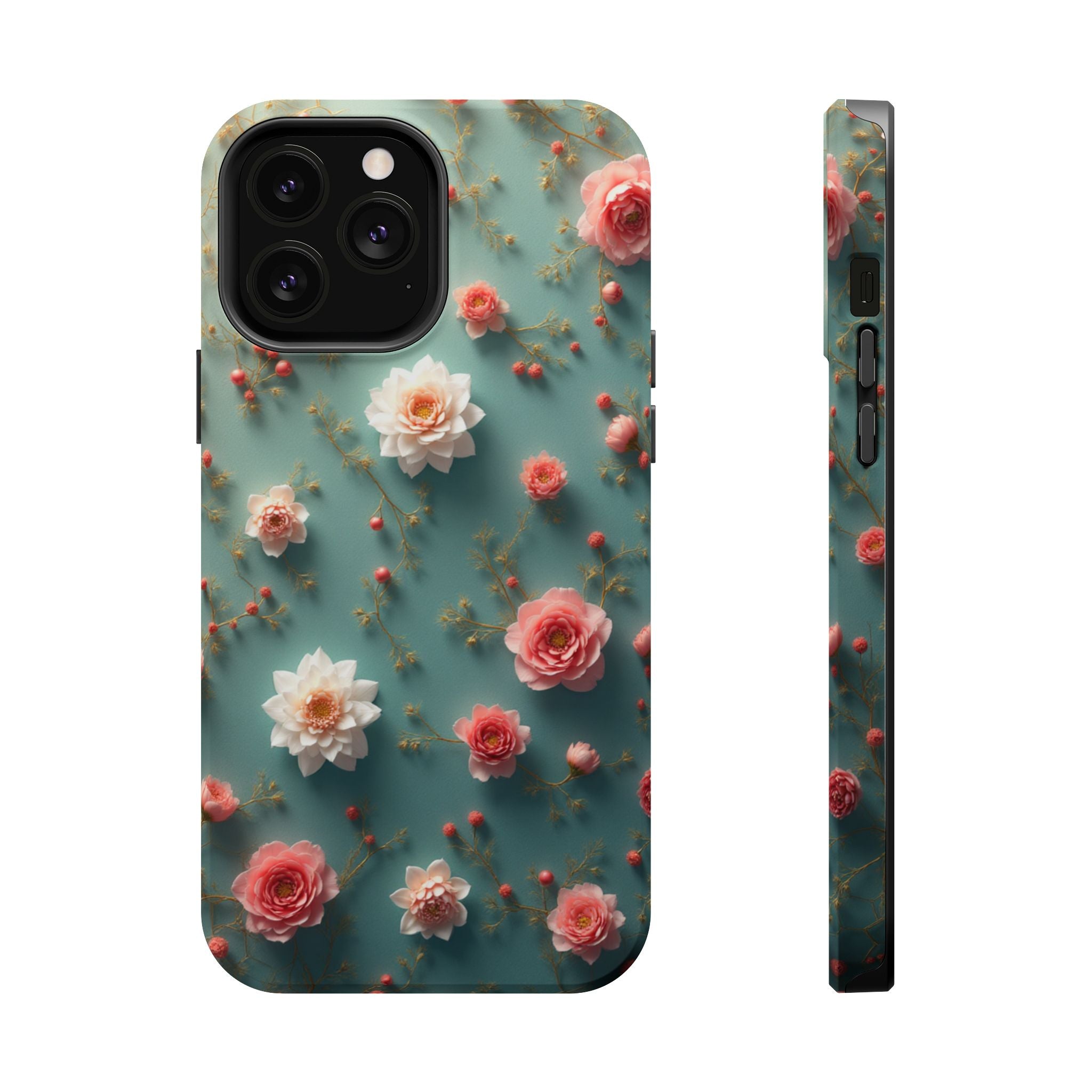 Floral Rose Pattern Magnetic Impact-Resistant Phone Case