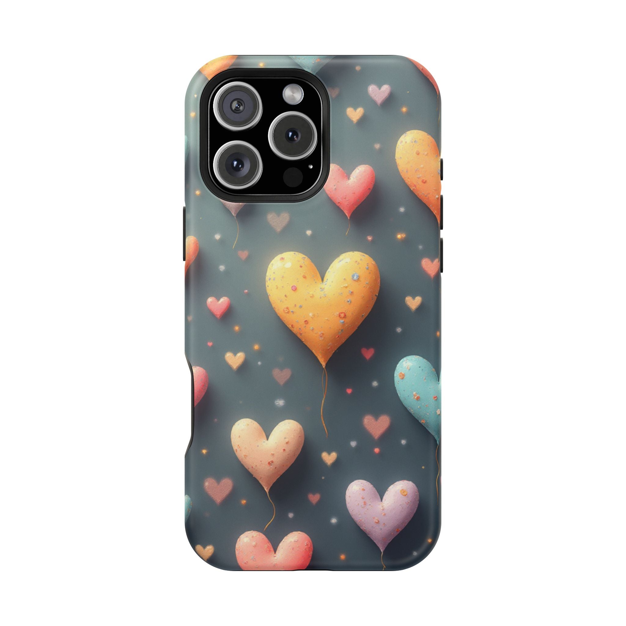 Magnetic Impact-Resistant Phone Case — Colorful Floating Heart Design