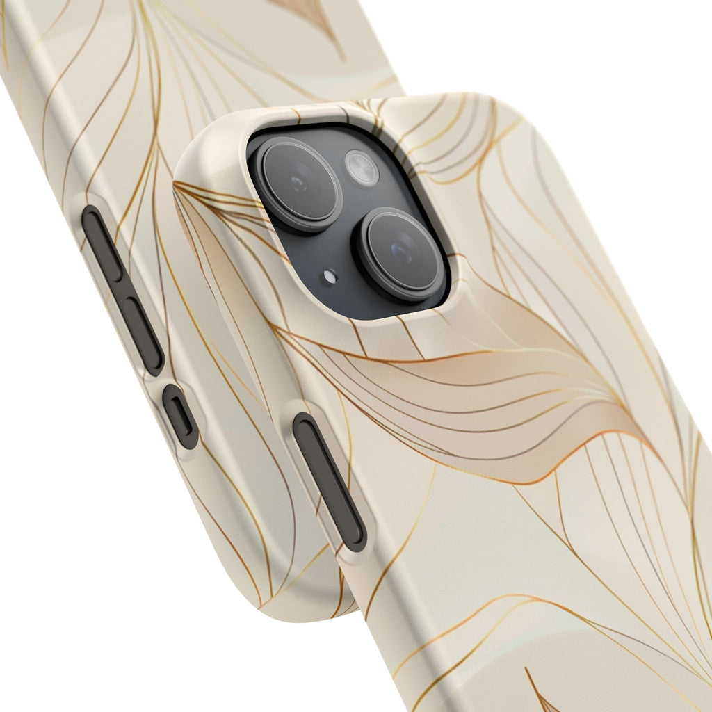 Floral Gold Leaf Phone Case — Elegant Neutral Botanical Snap Case