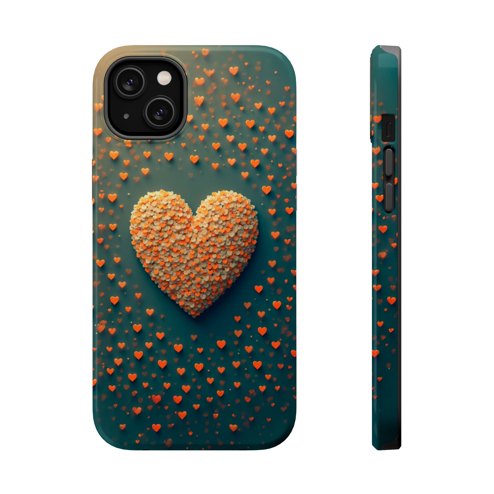 Magnetic Impact-Resistant Phone Case — Textured Heart Confetti Design
