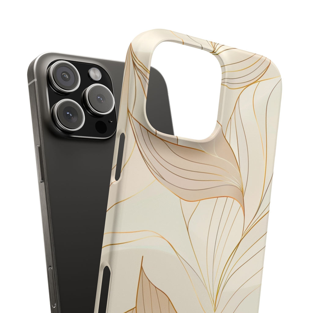 Floral Gold Leaf Phone Case — Elegant Neutral Botanical Snap Case