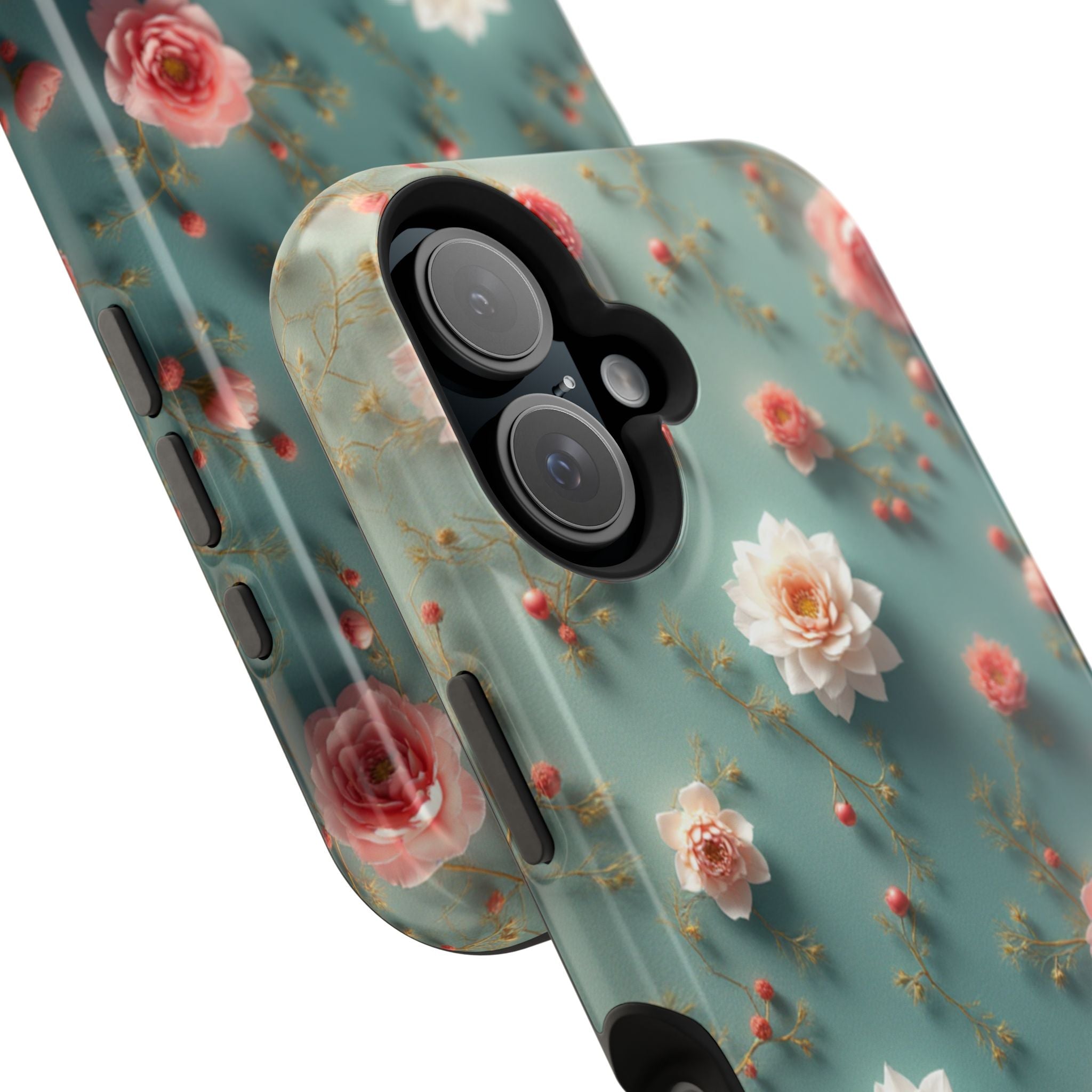 Floral Rose Pattern Magnetic Impact-Resistant Phone Case