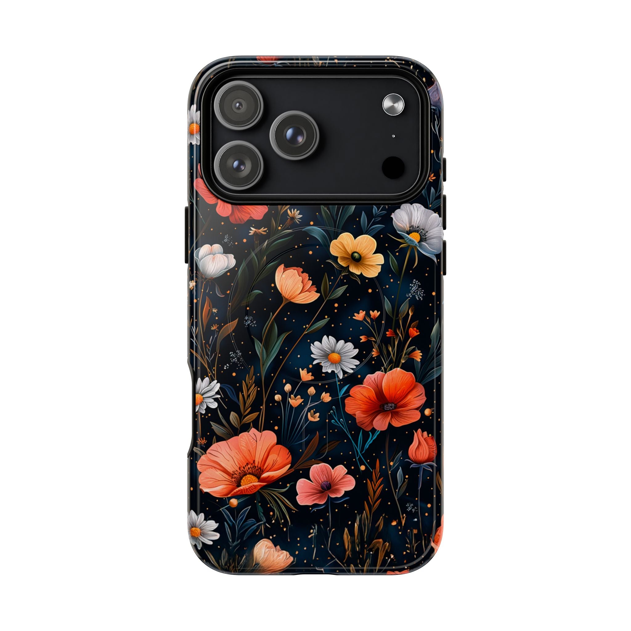 Magnetic Tough Case — Dark Floral Meadow with Moon & Daisies