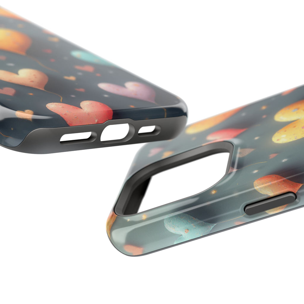 Magnetic Impact-Resistant Phone Case — Colorful Floating Heart Design