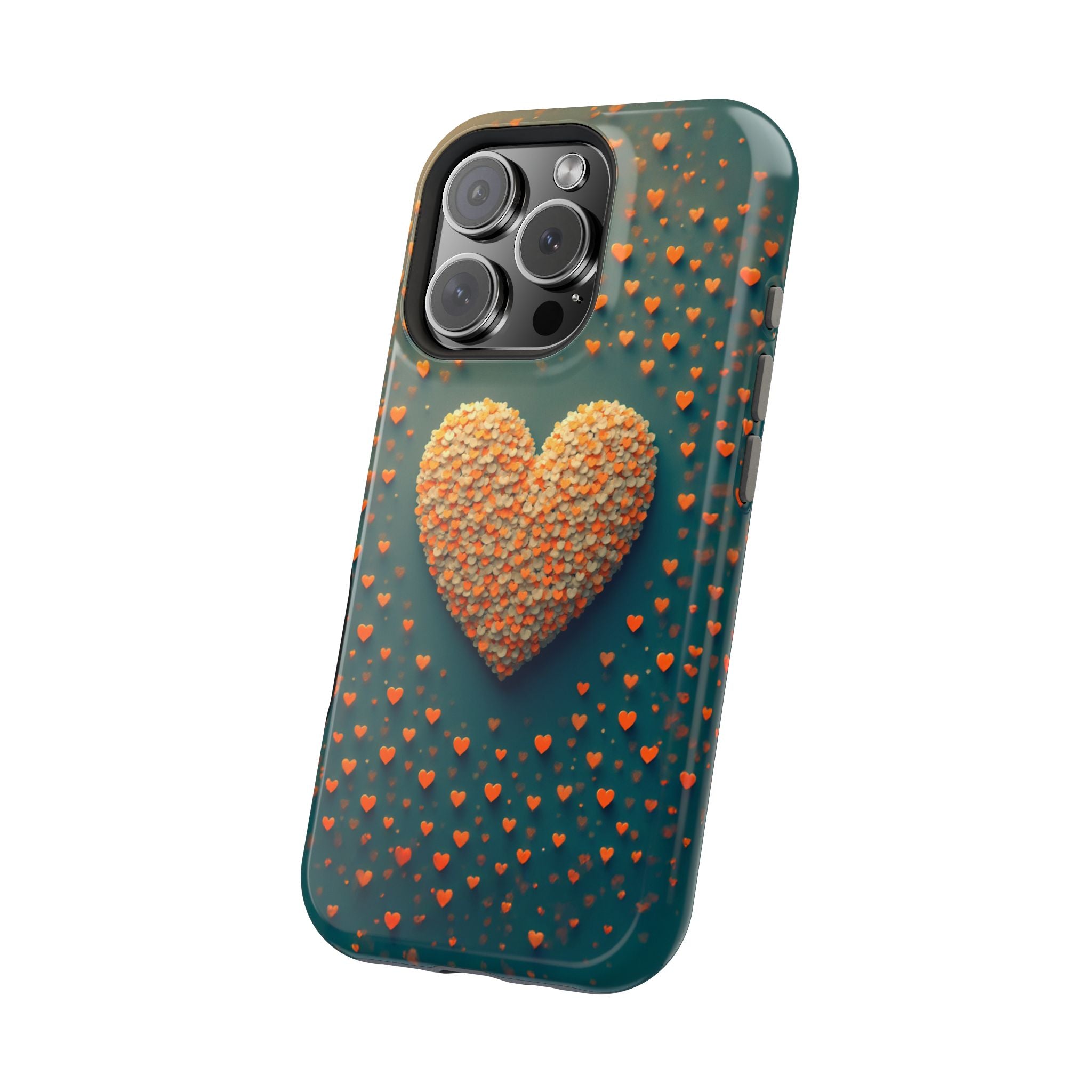 Magnetic Impact-Resistant Phone Case — Textured Heart Confetti Design