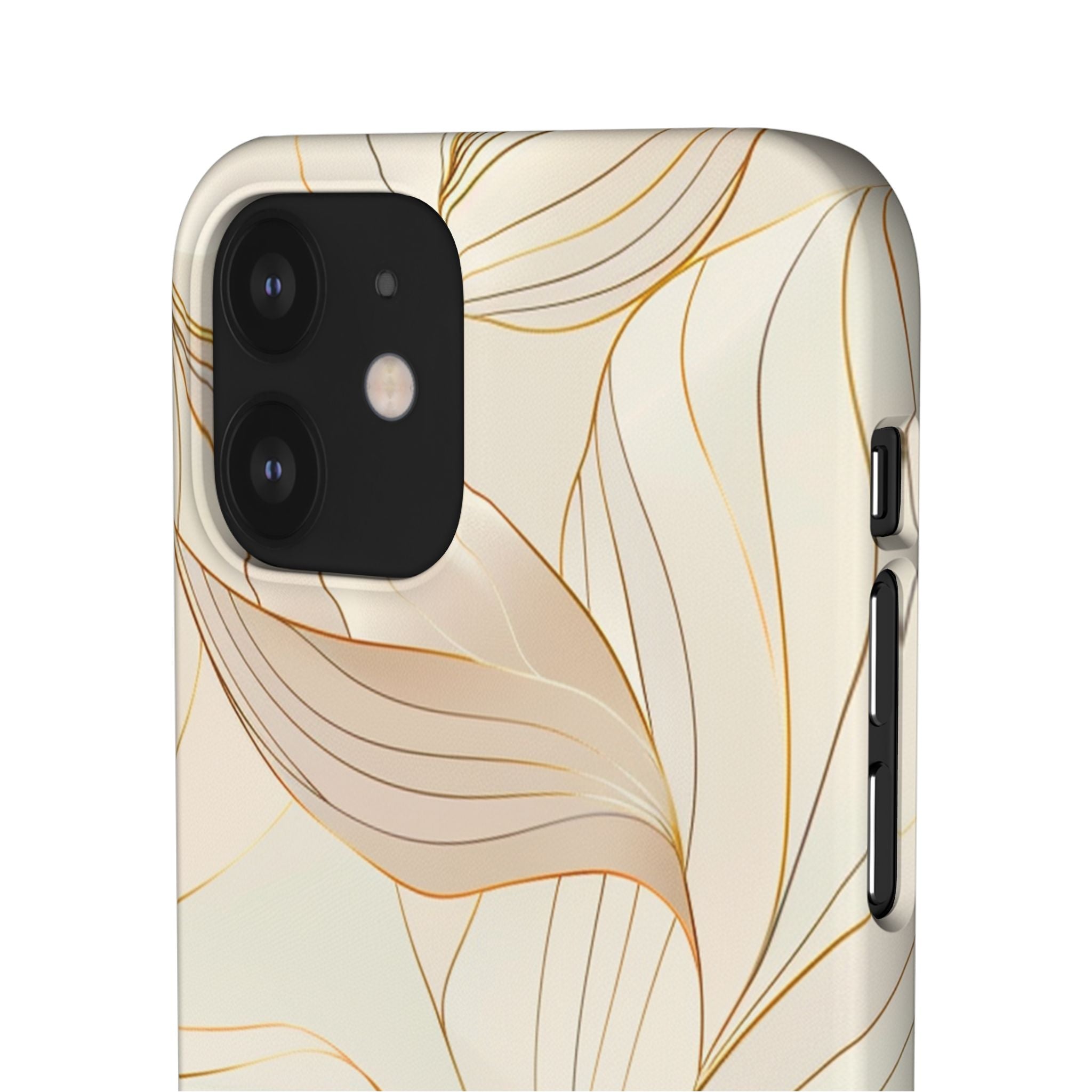 Floral Gold Leaf Phone Case — Elegant Neutral Botanical Snap Case