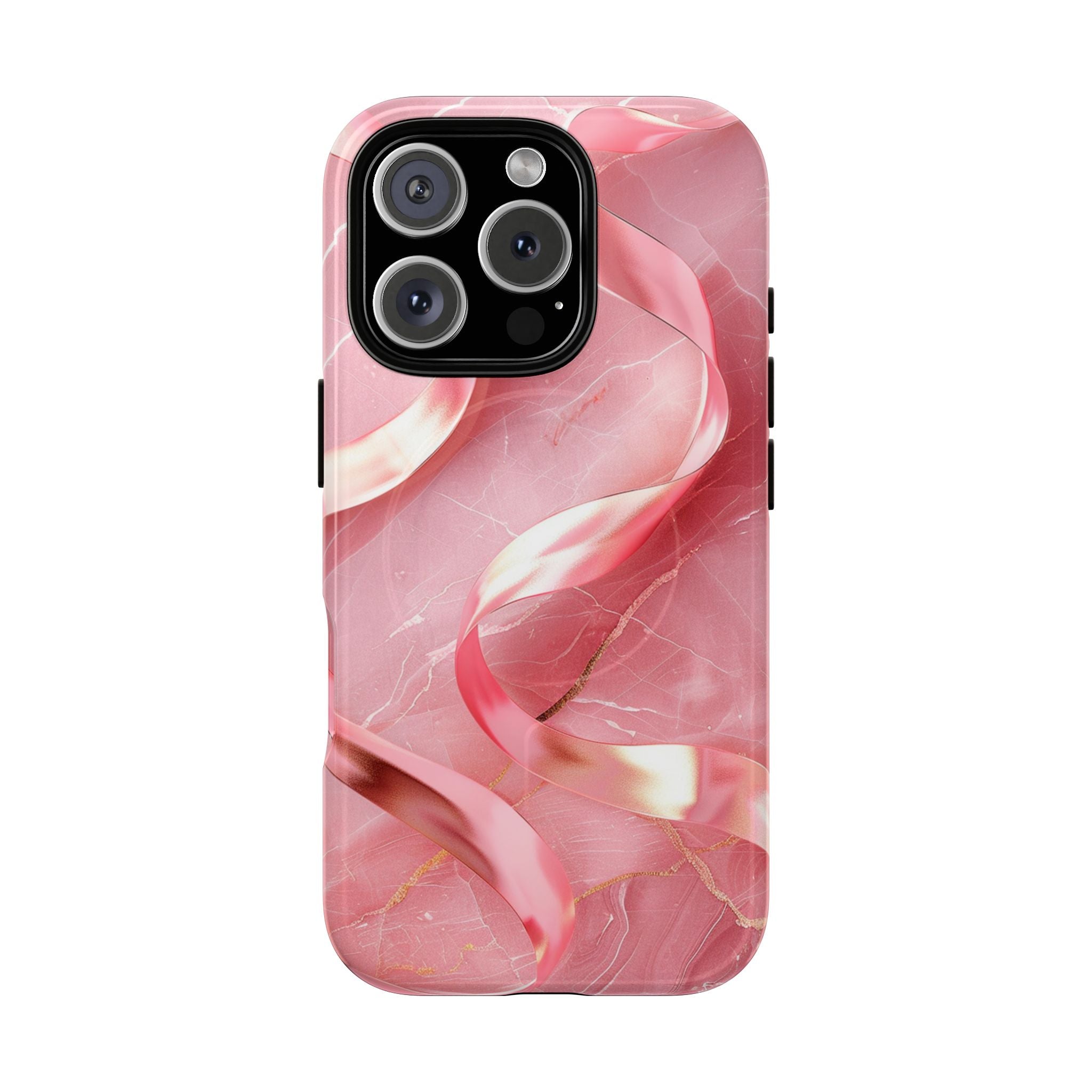 Pink Marble Tough Magnetic Phone Case — Abstract Rose Swirl Magnetic iPhone Cover
