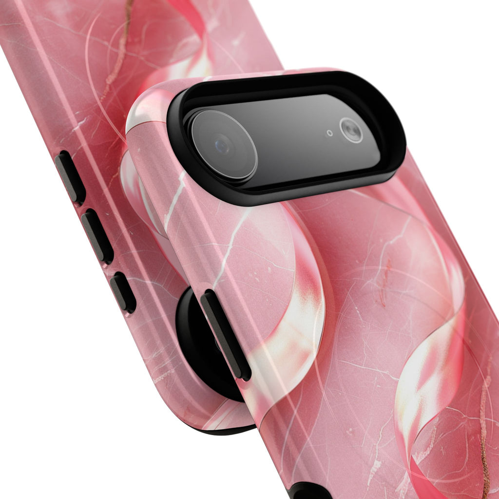 Pink Marble Tough Magnetic Phone Case — Abstract Rose Swirl Magnetic iPhone Cover