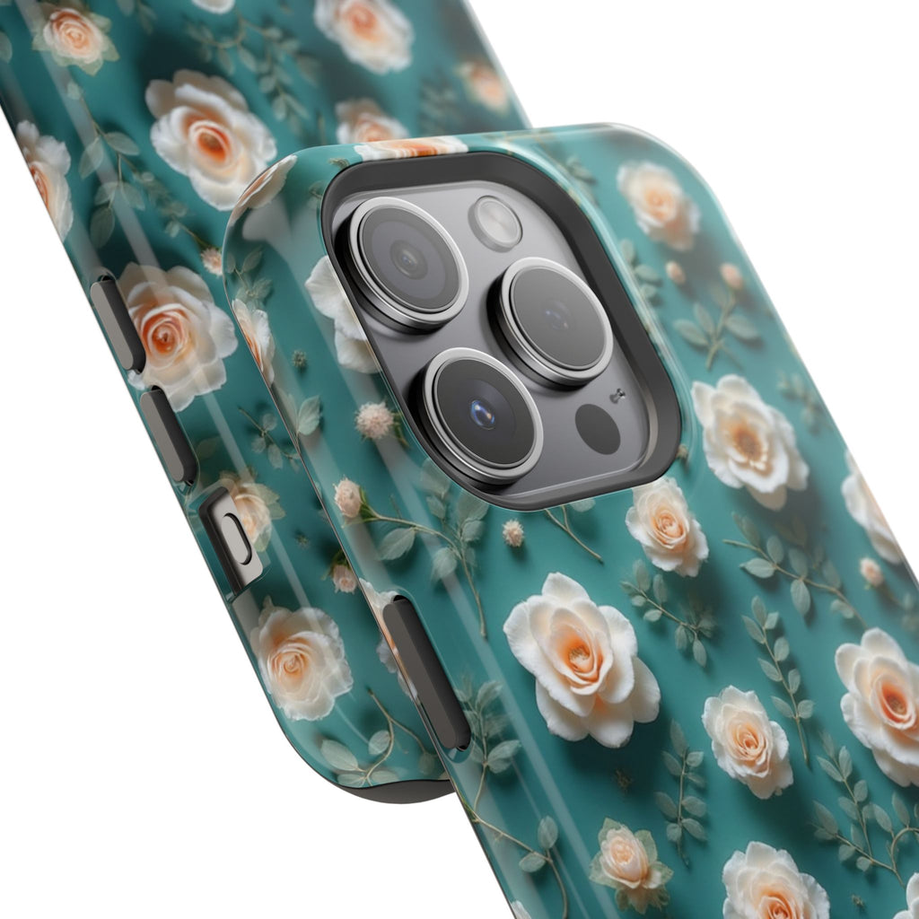 Floral Rose Pattern Magnetic Impact-Resistant Phone Case