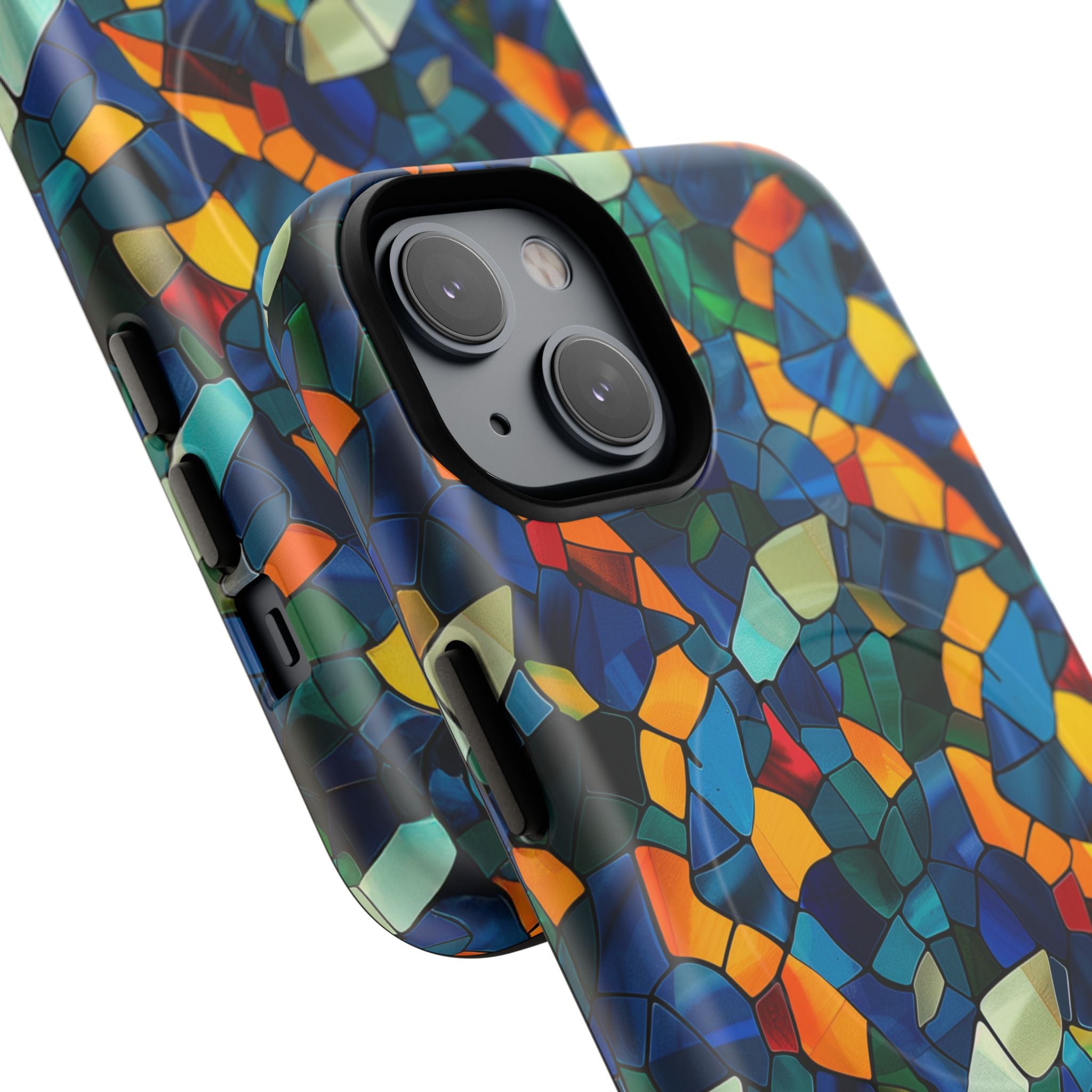 Stained Glass Mosaic Tough Magnetic Phone Case — Vibrant Abstract Protective Cover