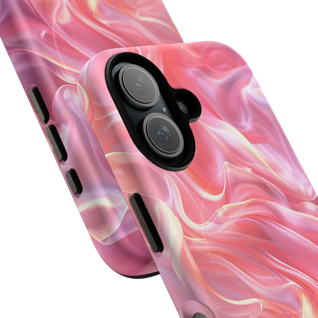 Pink Swirl Tough Magnetic Phone Case — Protective Magnetic iPhone Cover with Iridescent Marble Design