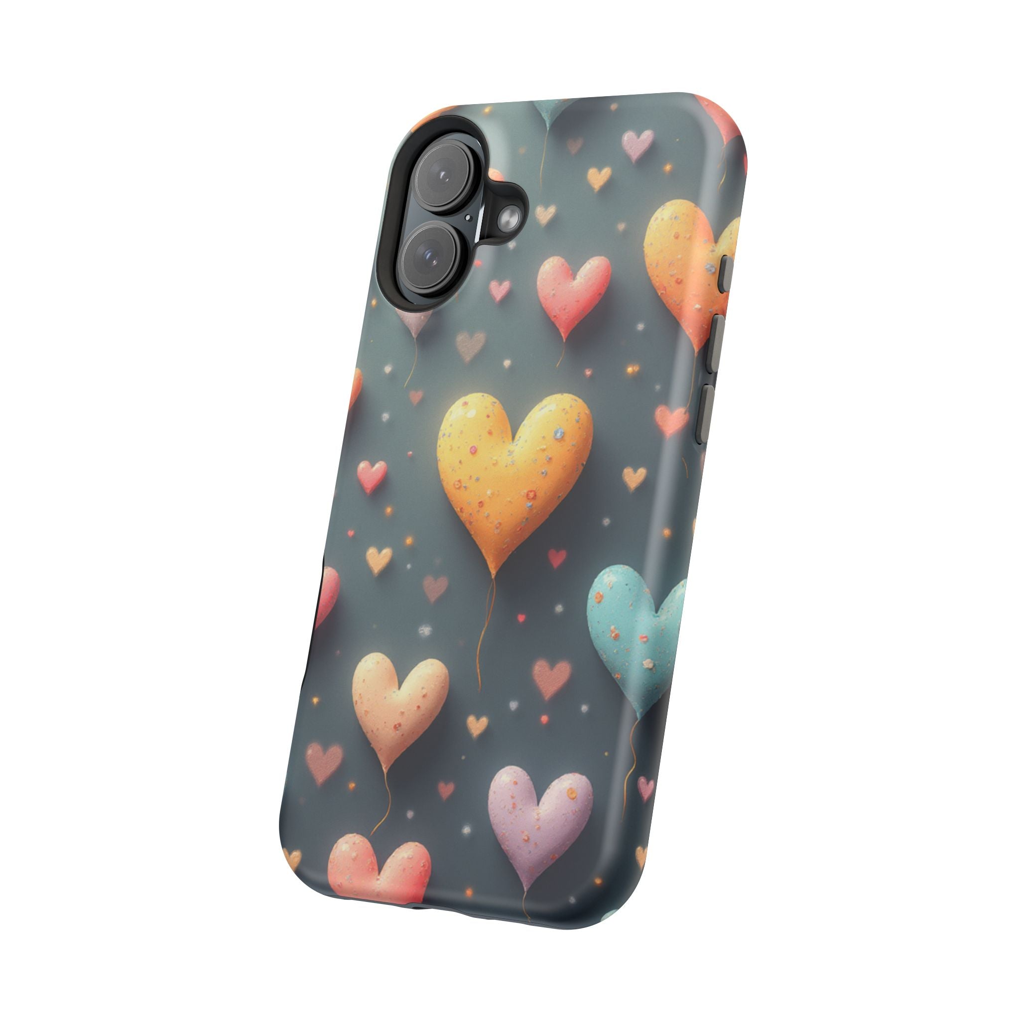 Magnetic Impact-Resistant Phone Case — Colorful Floating Heart Design