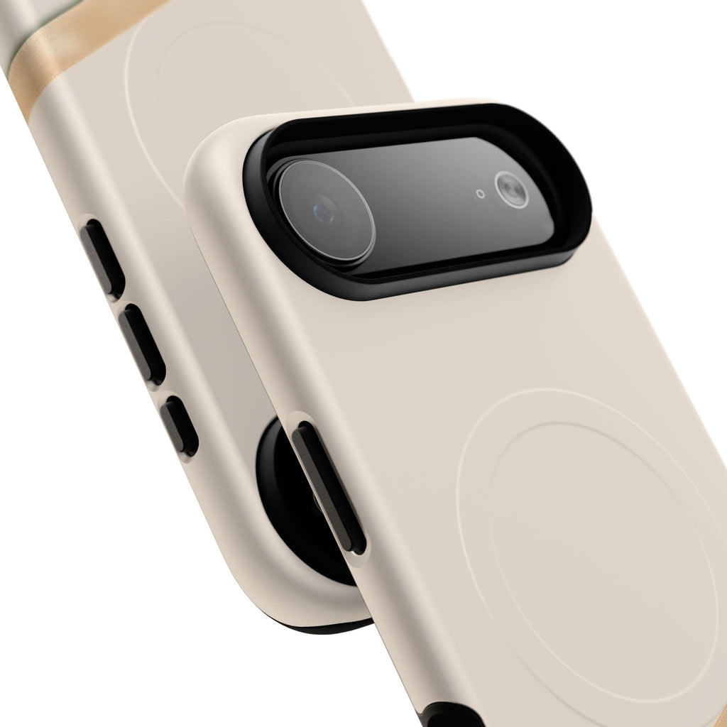 MagSafe Tough Phone Case — Sleek Sandstone with Gold Accent