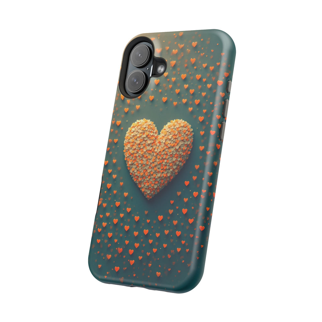 Magnetic Impact-Resistant Phone Case — Textured Heart Confetti Design