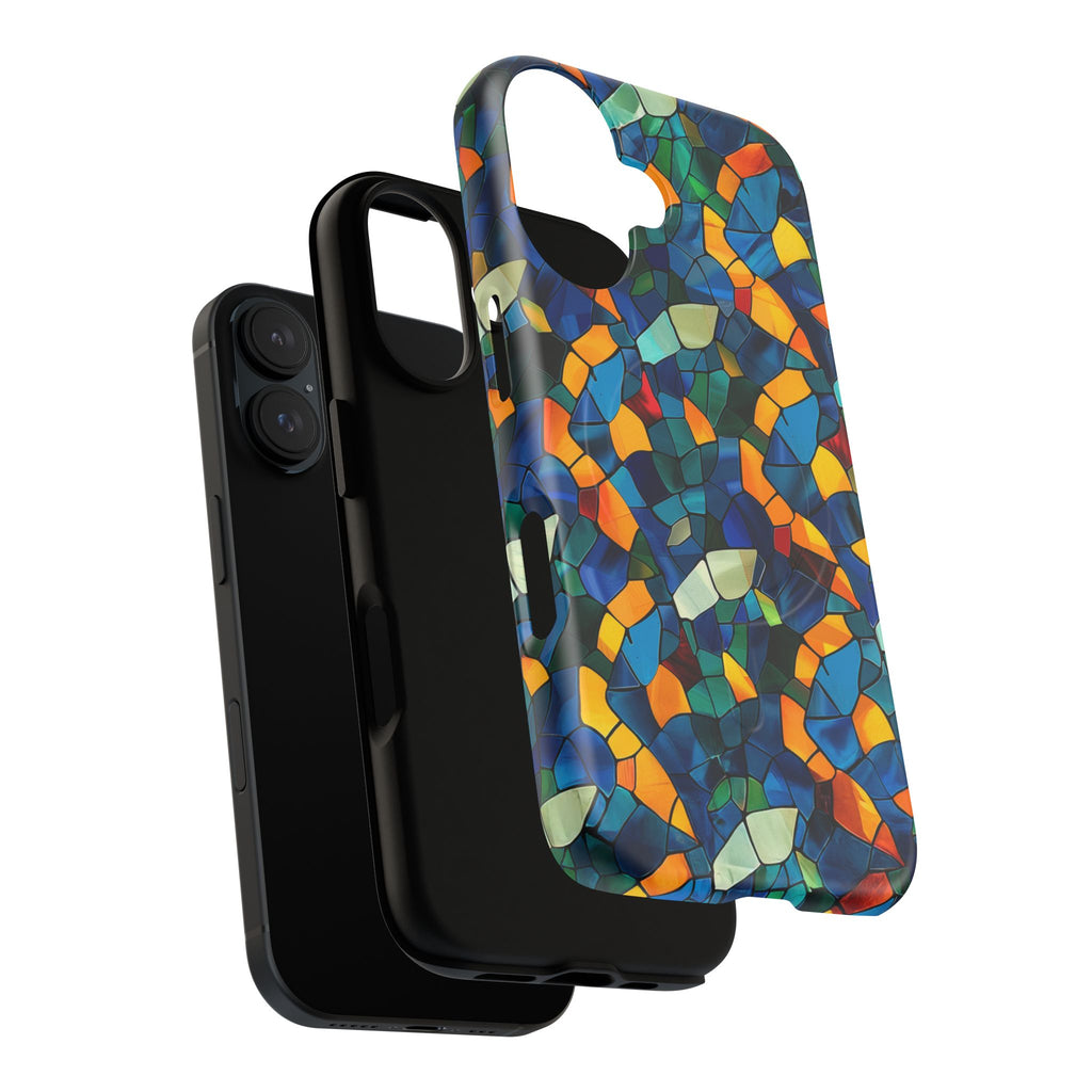 Stained Glass Mosaic Tough Magnetic Phone Case — Vibrant Abstract Protective Cover