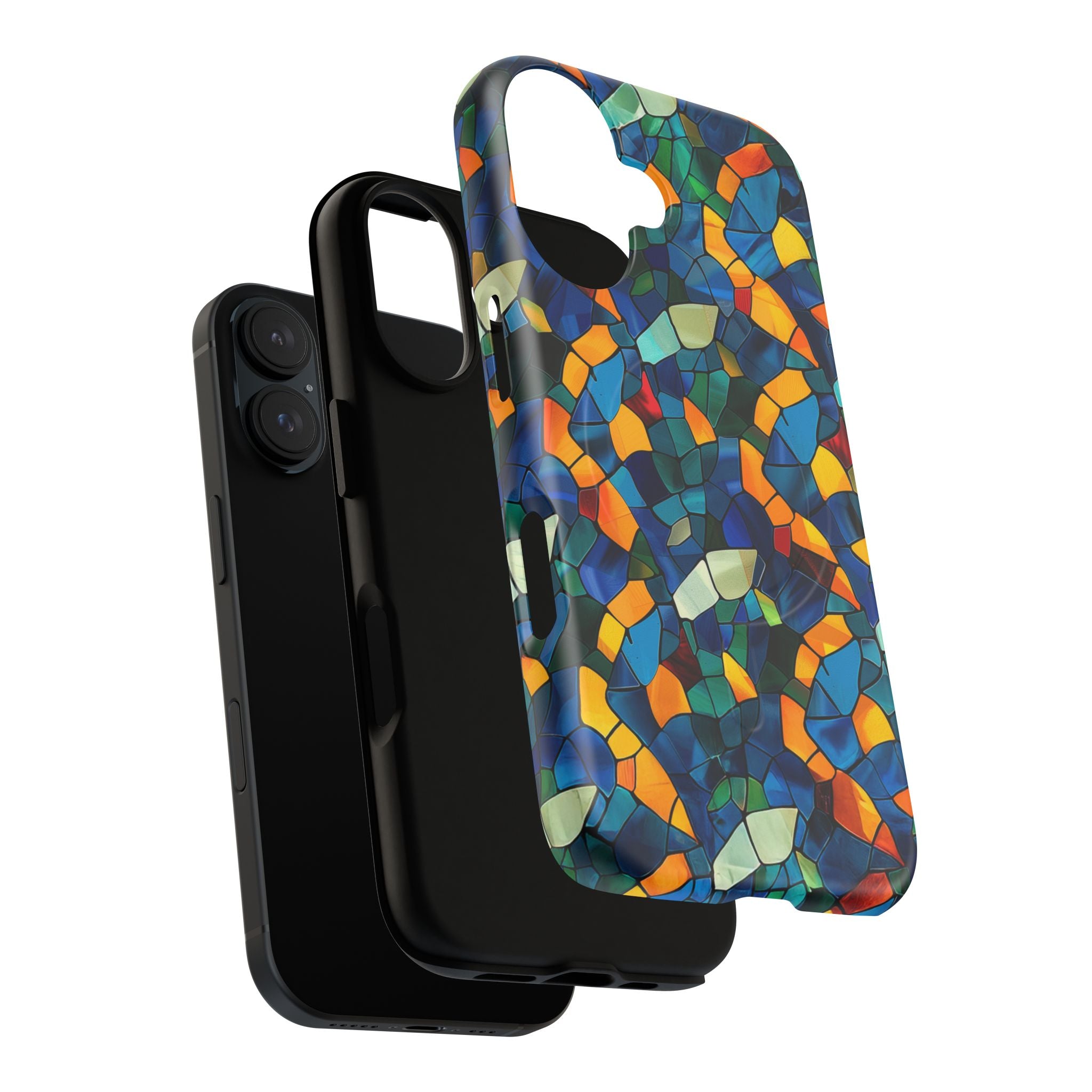 Stained Glass Mosaic Tough Magnetic Phone Case — Vibrant Abstract Protective Cover