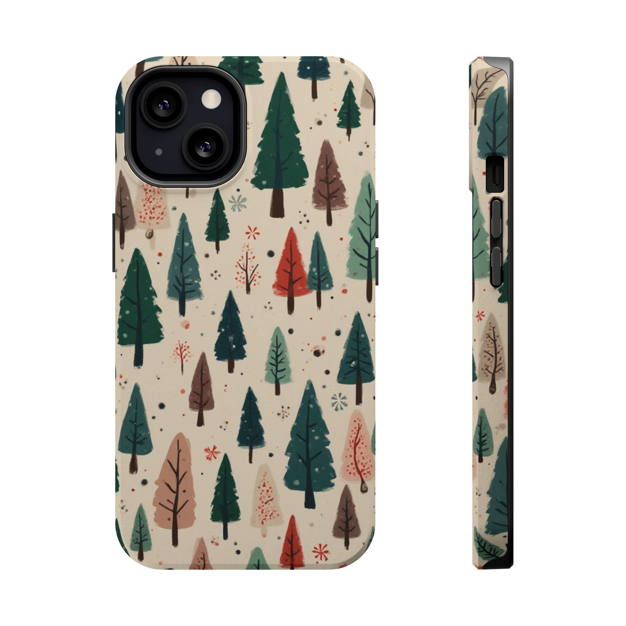 Forest Pattern Magnetic Impact-Resistant Phone Case — Winter Tree Design