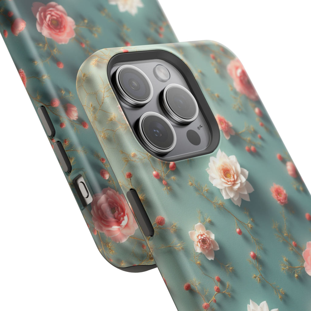 Floral Rose Pattern Magnetic Impact-Resistant Phone Case