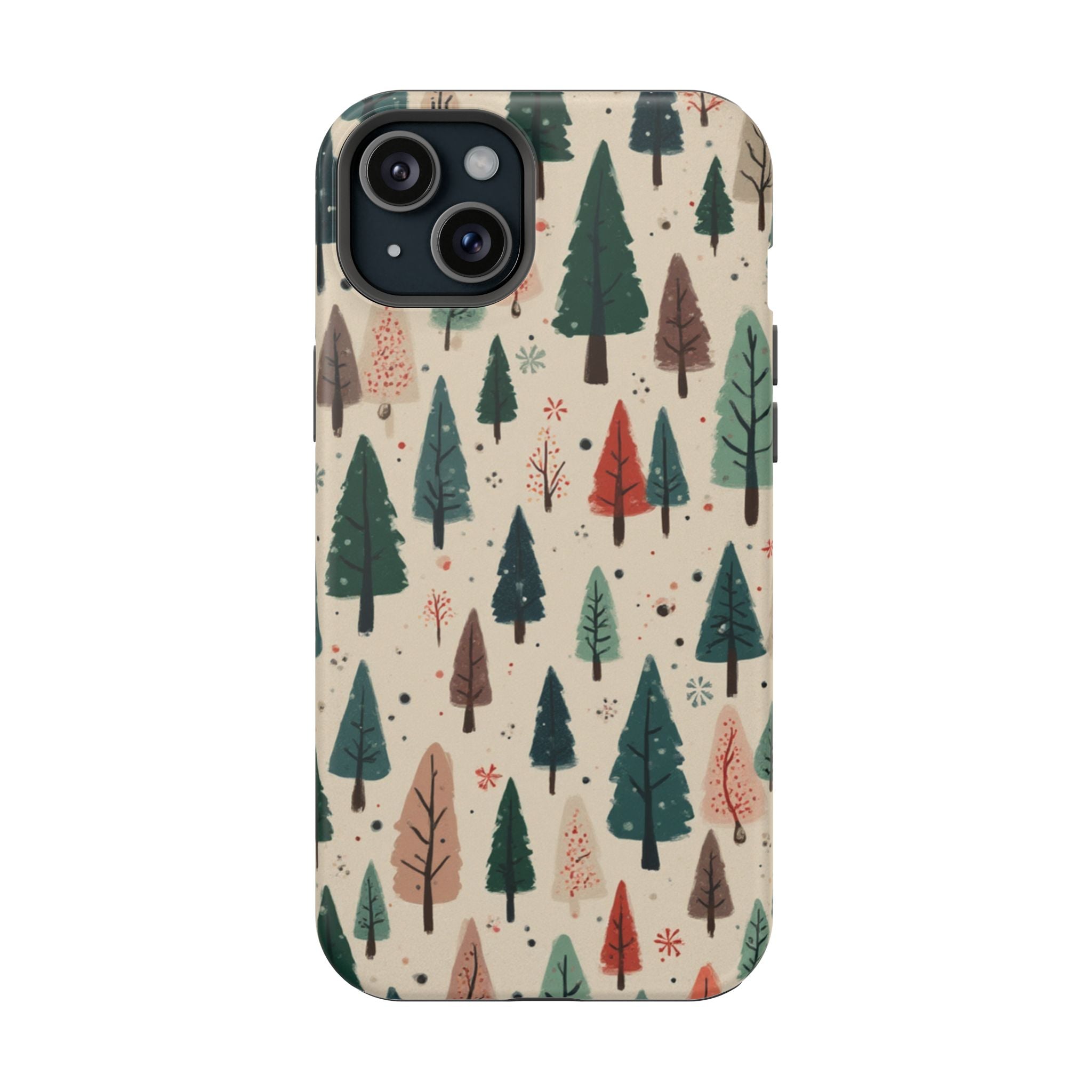 Forest Pattern Magnetic Impact-Resistant Phone Case — Winter Tree Design