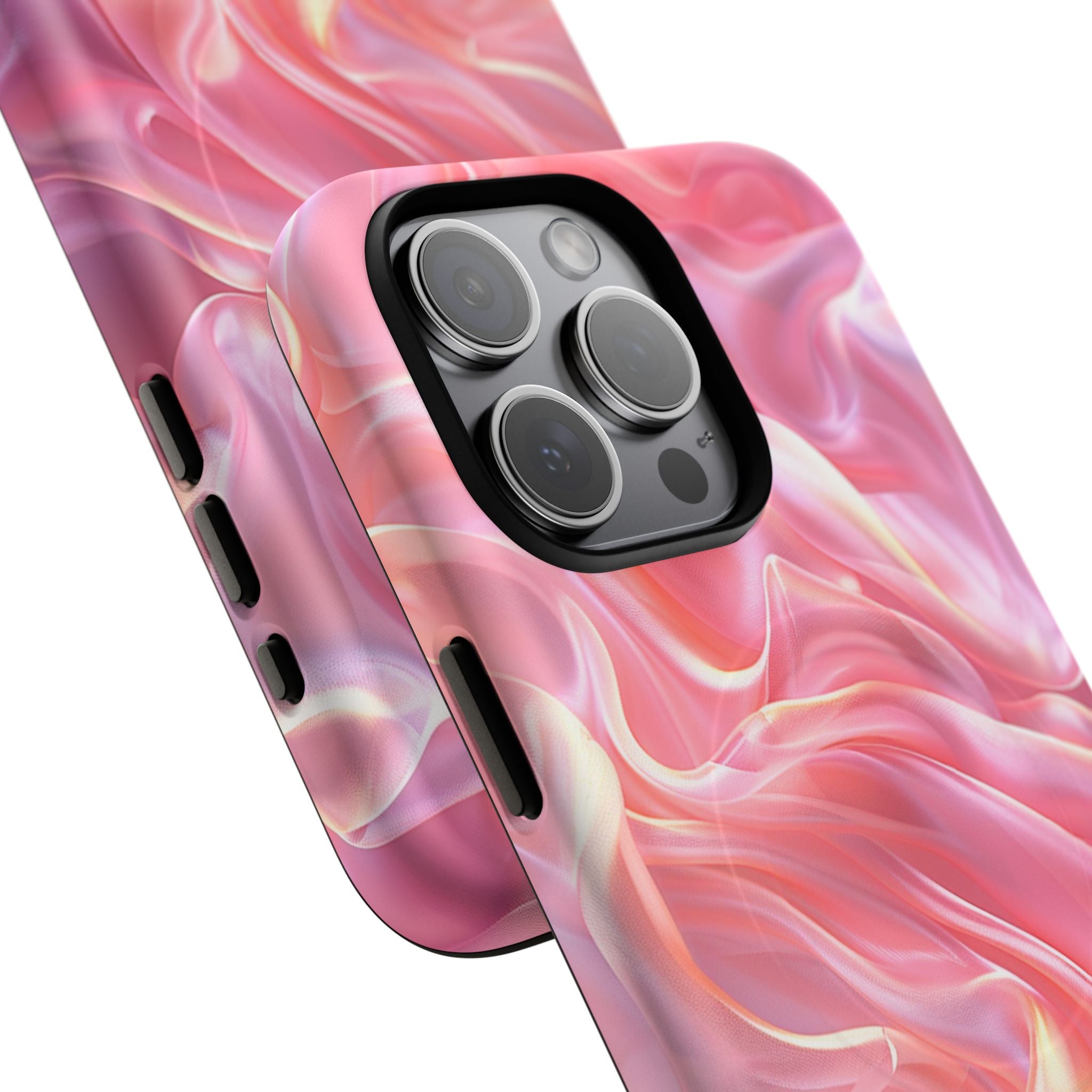 Pink Swirl Tough Magnetic Phone Case — Protective Magnetic iPhone Cover with Iridescent Marble Design