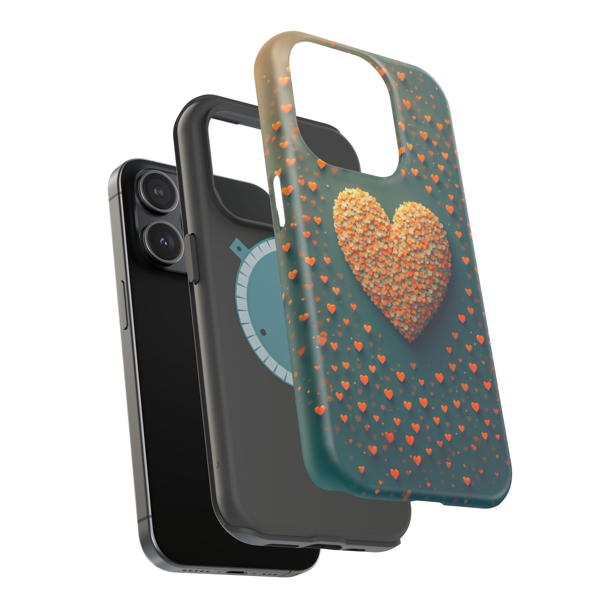 Magnetic Impact-Resistant Phone Case — Textured Heart Confetti Design