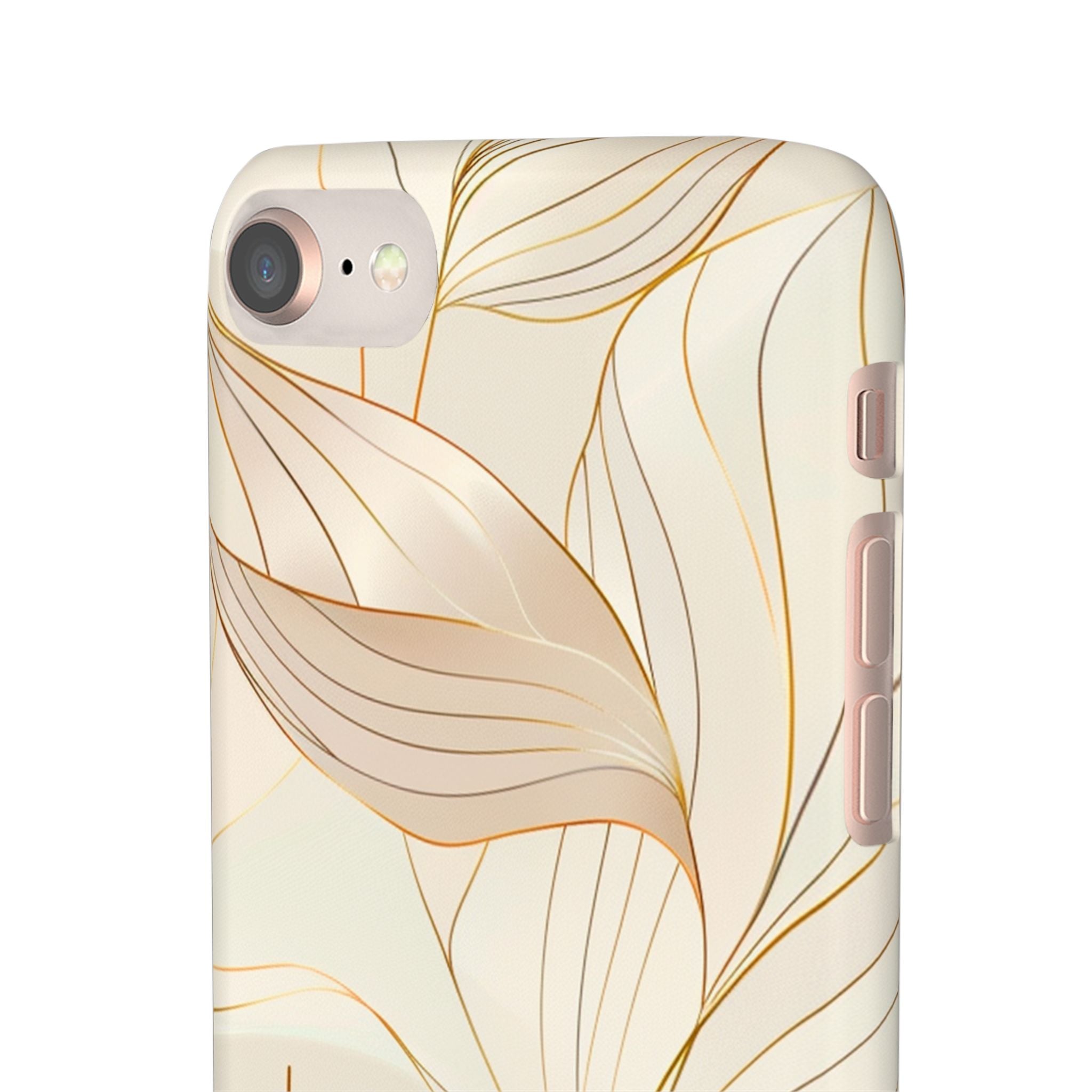 Floral Gold Leaf Phone Case — Elegant Neutral Botanical Snap Case