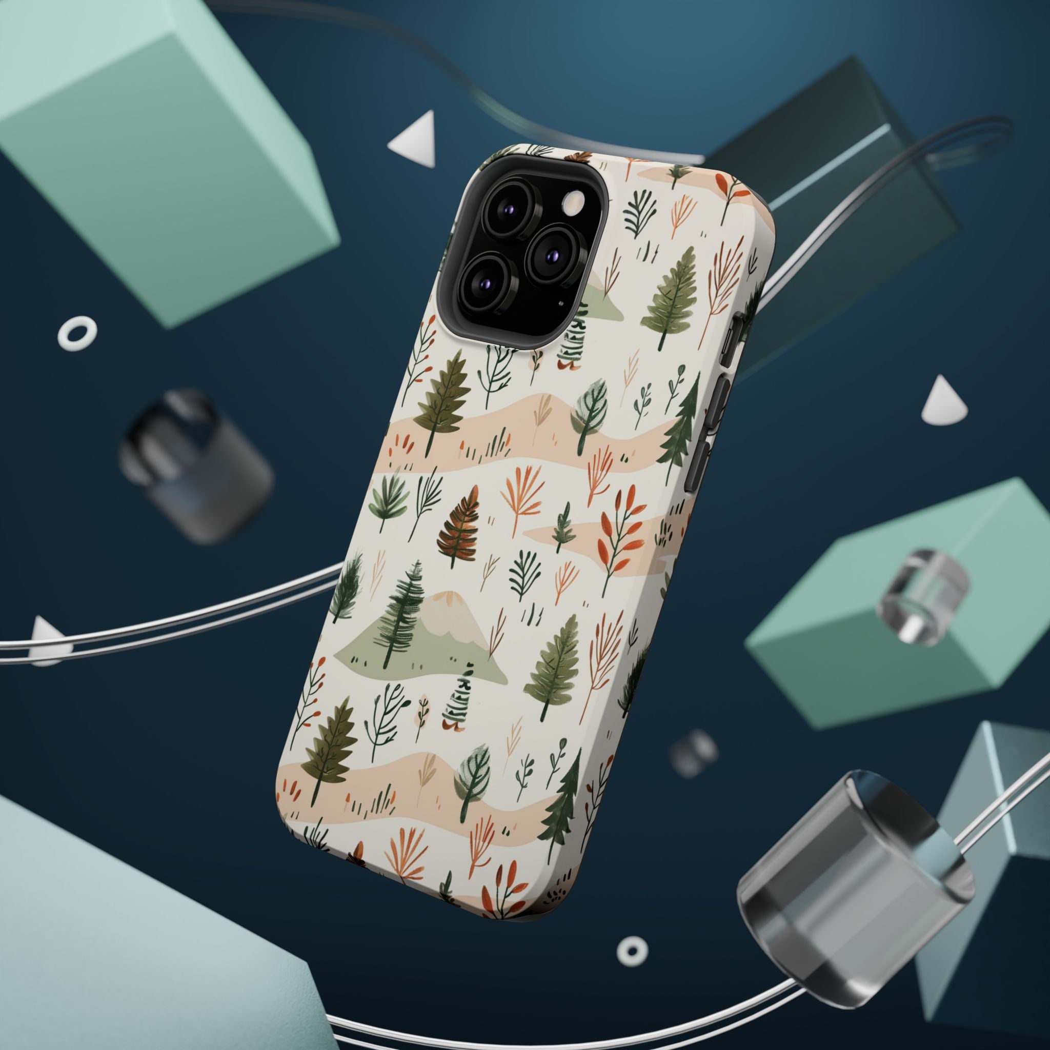 Magnetic Impact-Resistant Phone Case — Woodland Trees Pattern