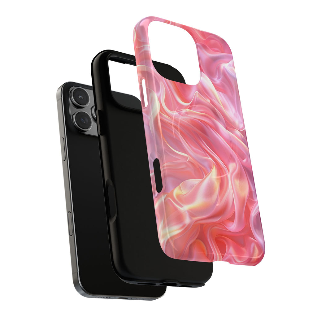 Pink Swirl Tough Magnetic Phone Case — Protective Magnetic iPhone Cover with Iridescent Marble Design