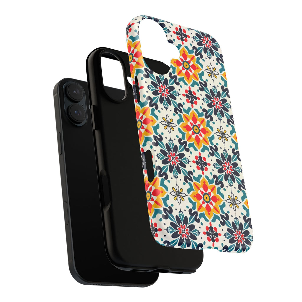 Floral Mosaic Tough Magnetic Phone Case — Colorful Boho Protective Cover
