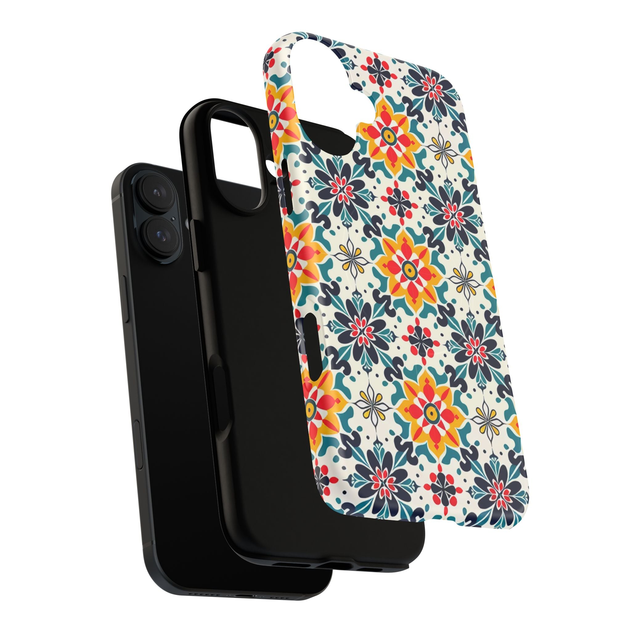 Floral Mosaic Tough Magnetic Phone Case — Colorful Boho Protective Cover
