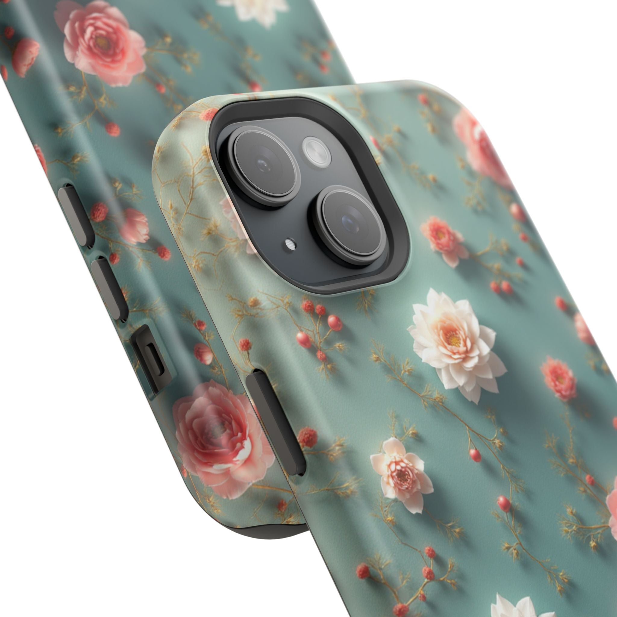 Floral Rose Pattern Magnetic Impact-Resistant Phone Case