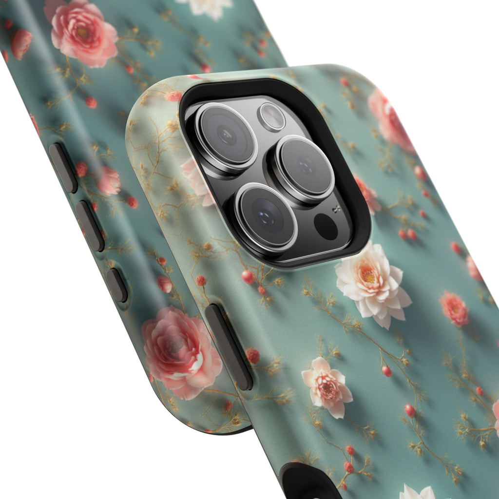 Floral Rose Pattern Magnetic Impact-Resistant Phone Case