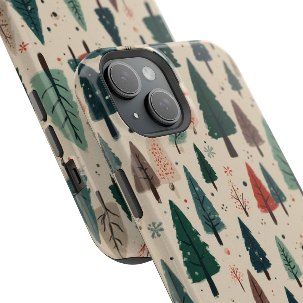Forest Pattern Magnetic Impact-Resistant Phone Case — Winter Tree Design