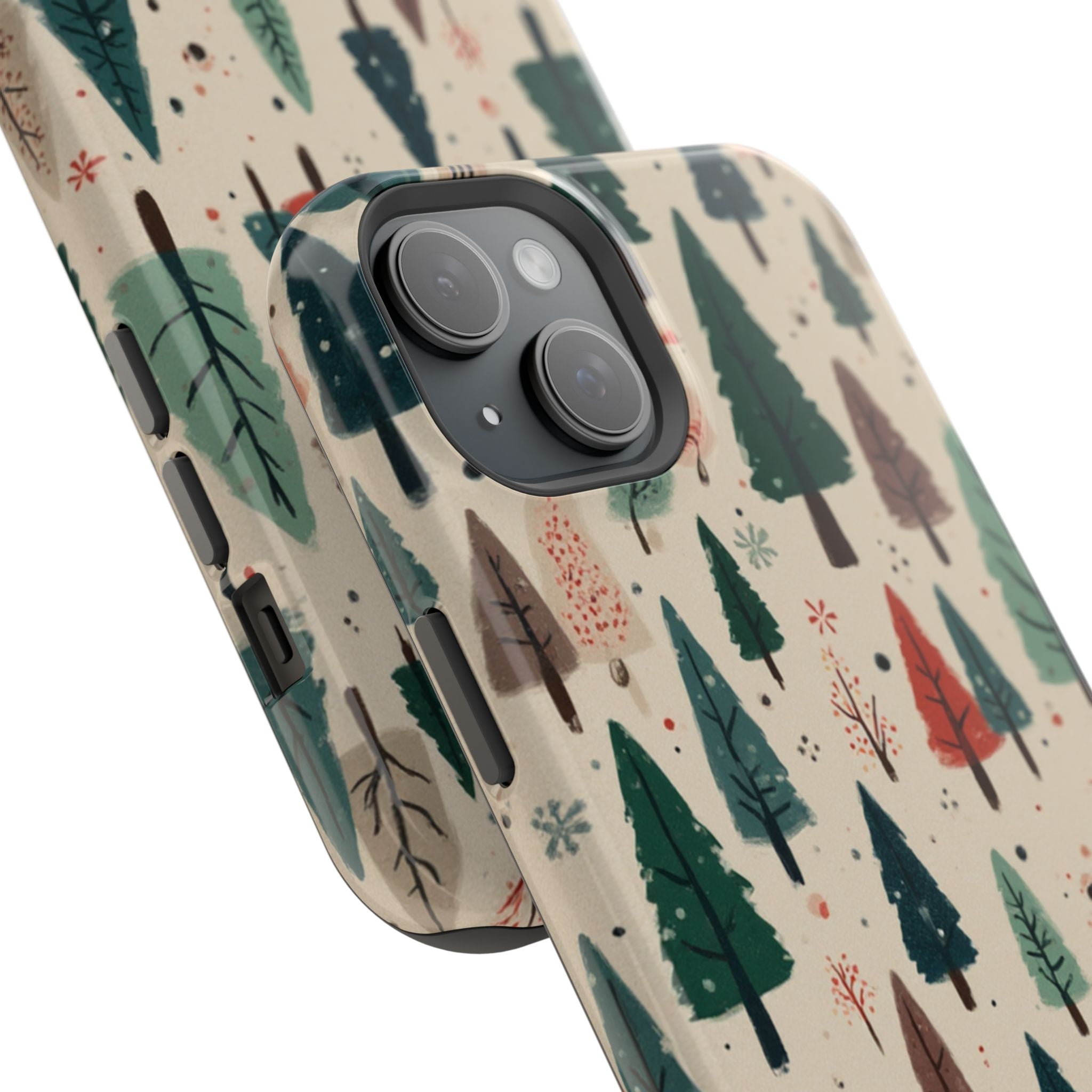 Forest Pattern Magnetic Impact-Resistant Phone Case — Winter Tree Design