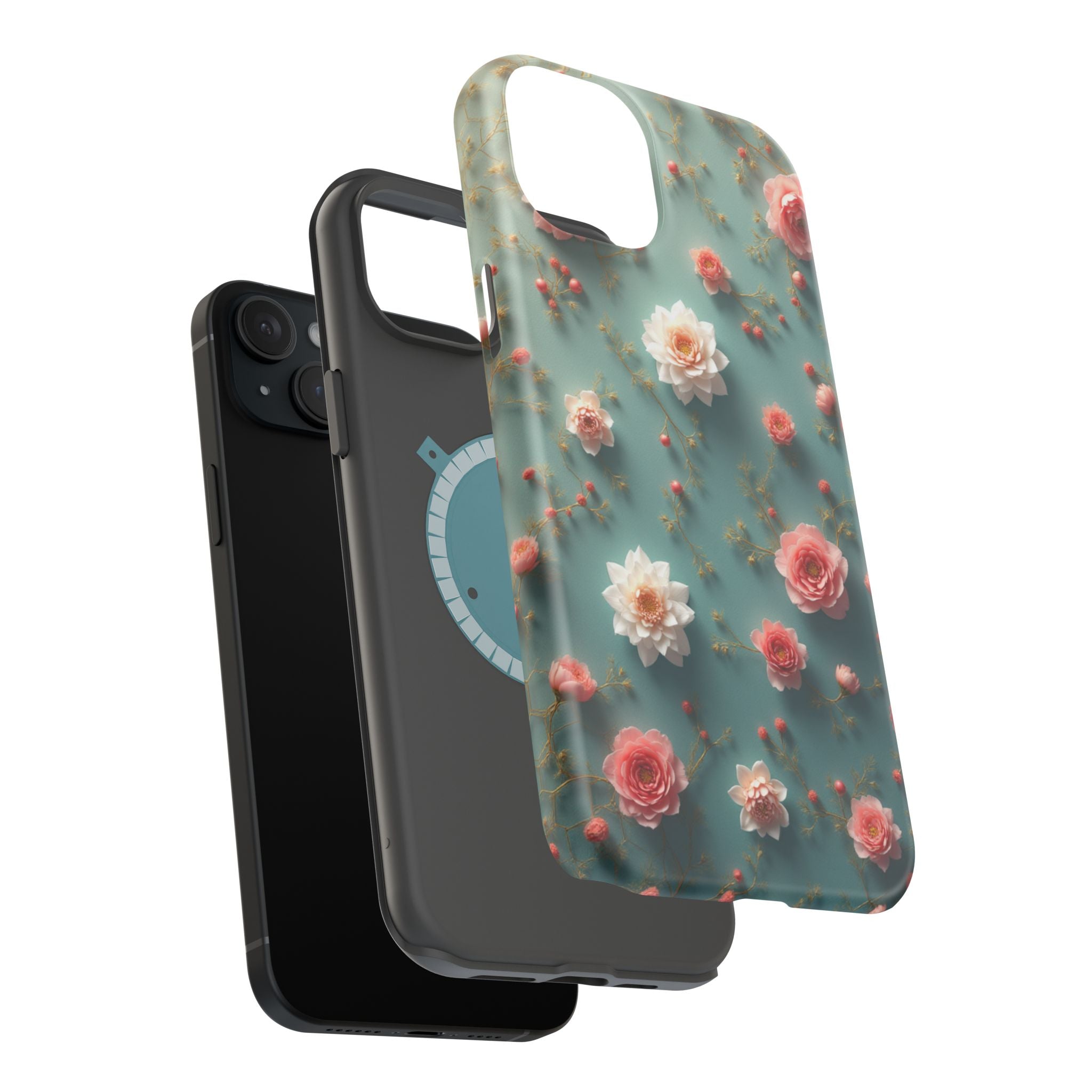 Floral Rose Pattern Magnetic Impact-Resistant Phone Case