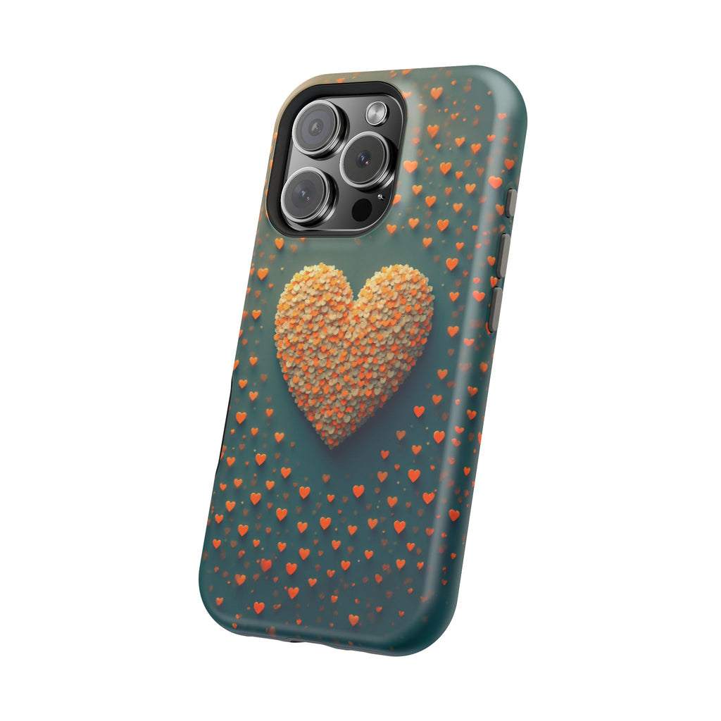 Magnetic Impact-Resistant Phone Case — Textured Heart Confetti Design