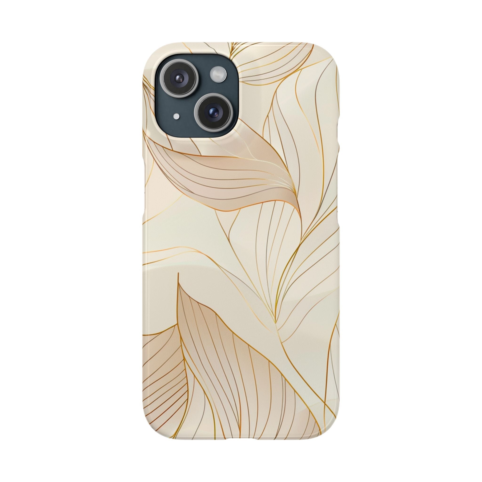 Floral Gold Leaf Phone Case — Elegant Neutral Botanical Snap Case