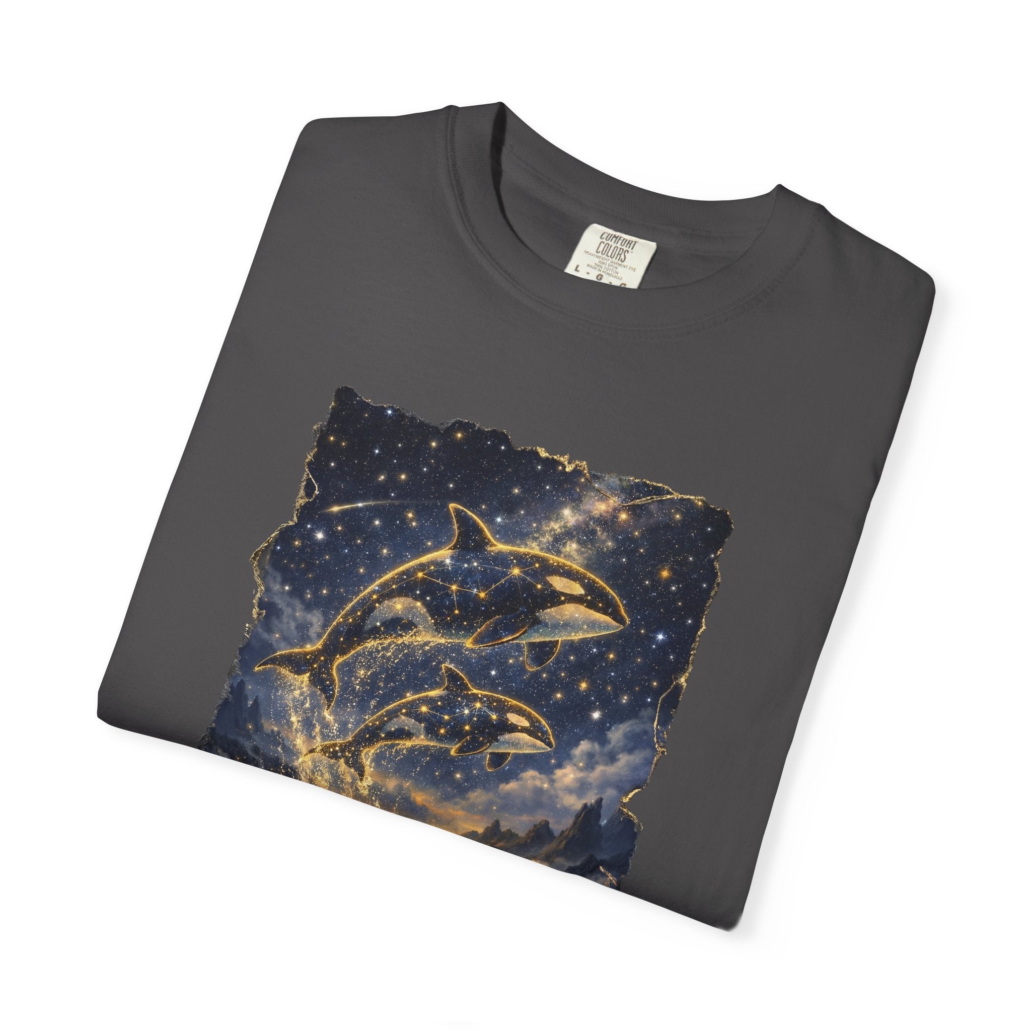 Orca Night Sky T-Shirt — Jumping Whales Moonlight Graphic Tee