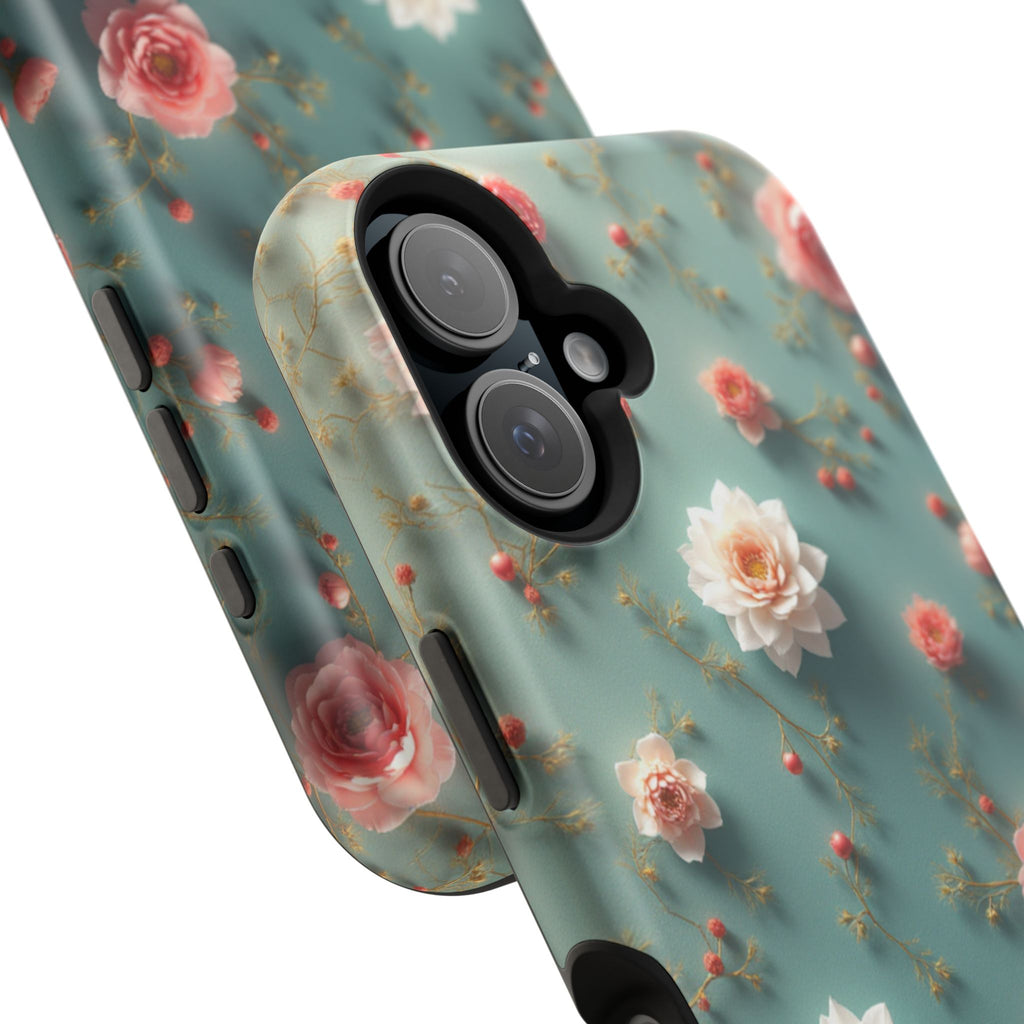 Floral Rose Pattern Magnetic Impact-Resistant Phone Case