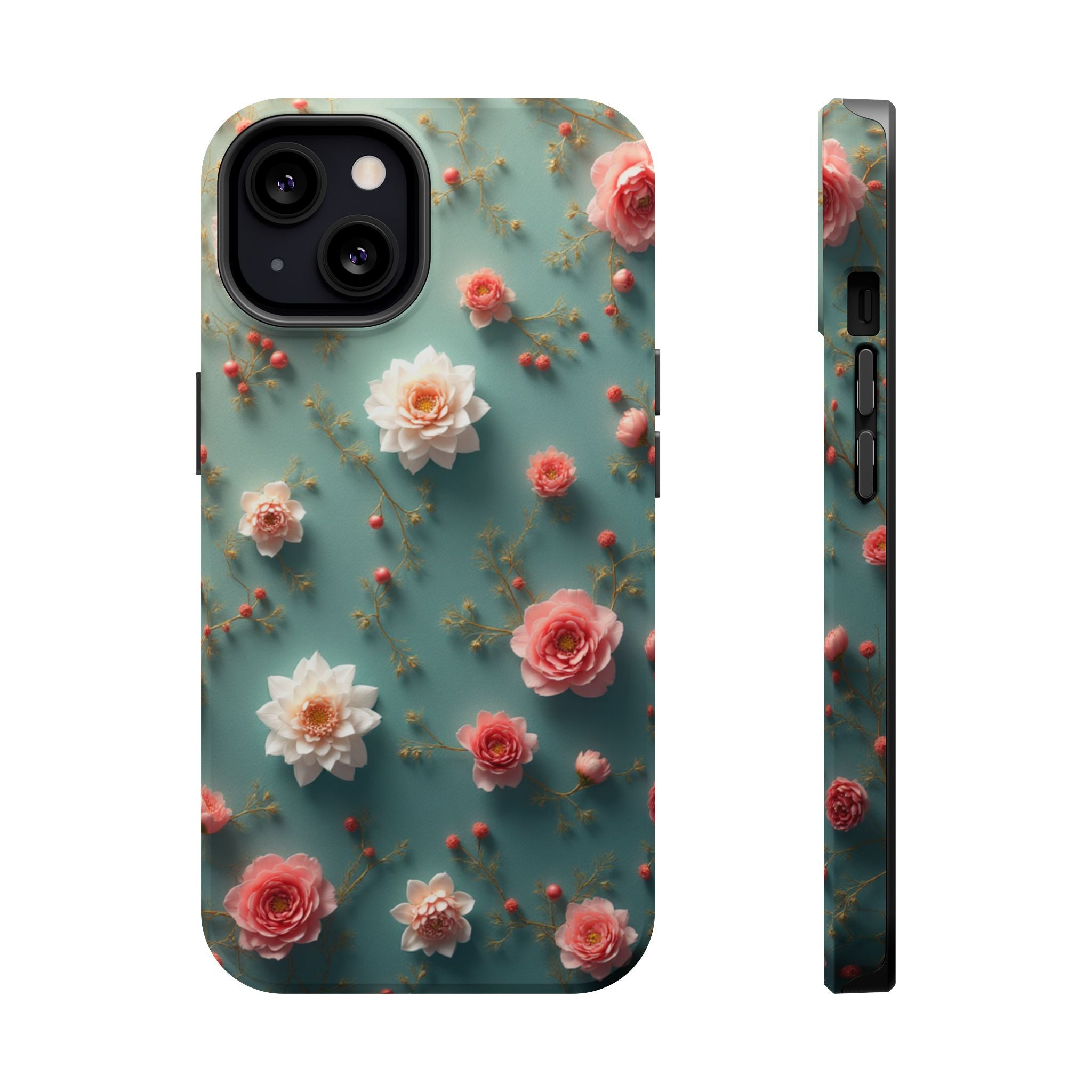 Floral Rose Pattern Magnetic Impact-Resistant Phone Case