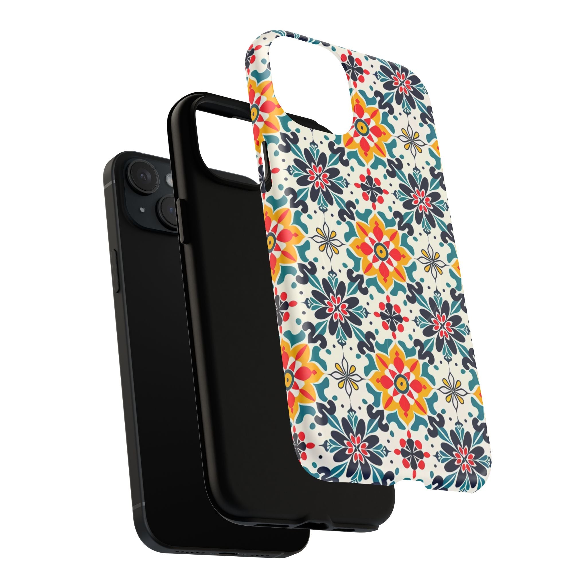 Floral Mosaic Tough Magnetic Phone Case — Colorful Boho Protective Cover