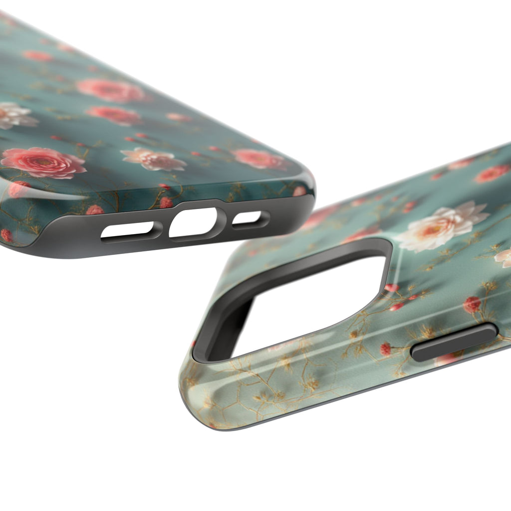 Floral Rose Pattern Magnetic Impact-Resistant Phone Case