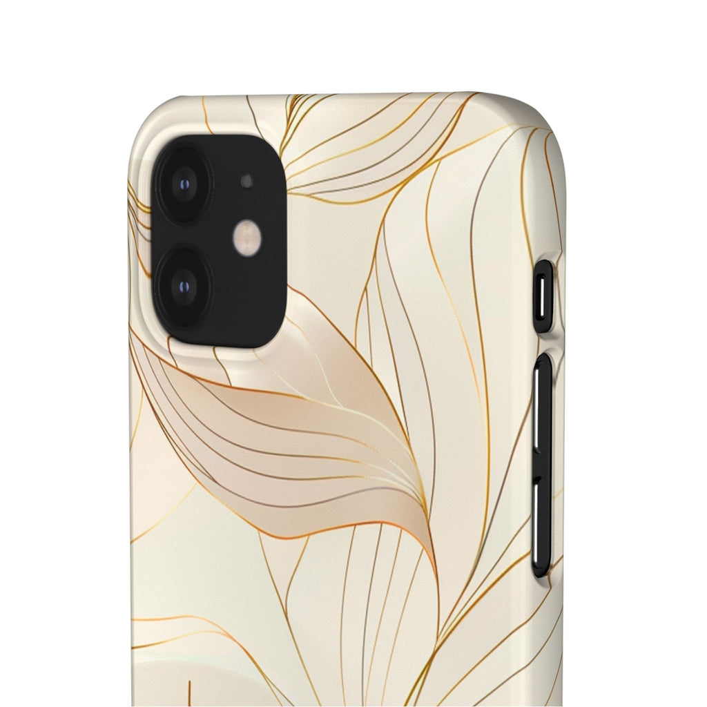 Floral Gold Leaf Phone Case — Elegant Neutral Botanical Snap Case