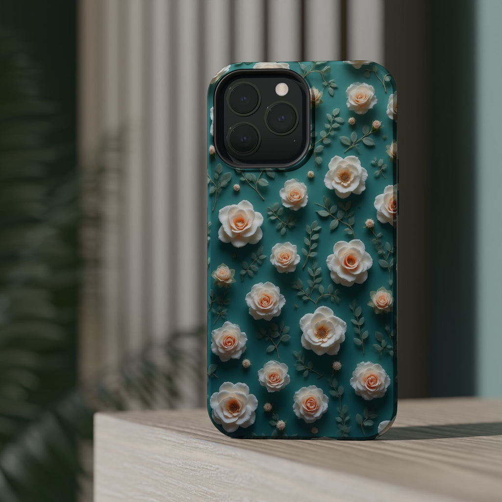 Floral Rose Pattern Magnetic Impact-Resistant Phone Case