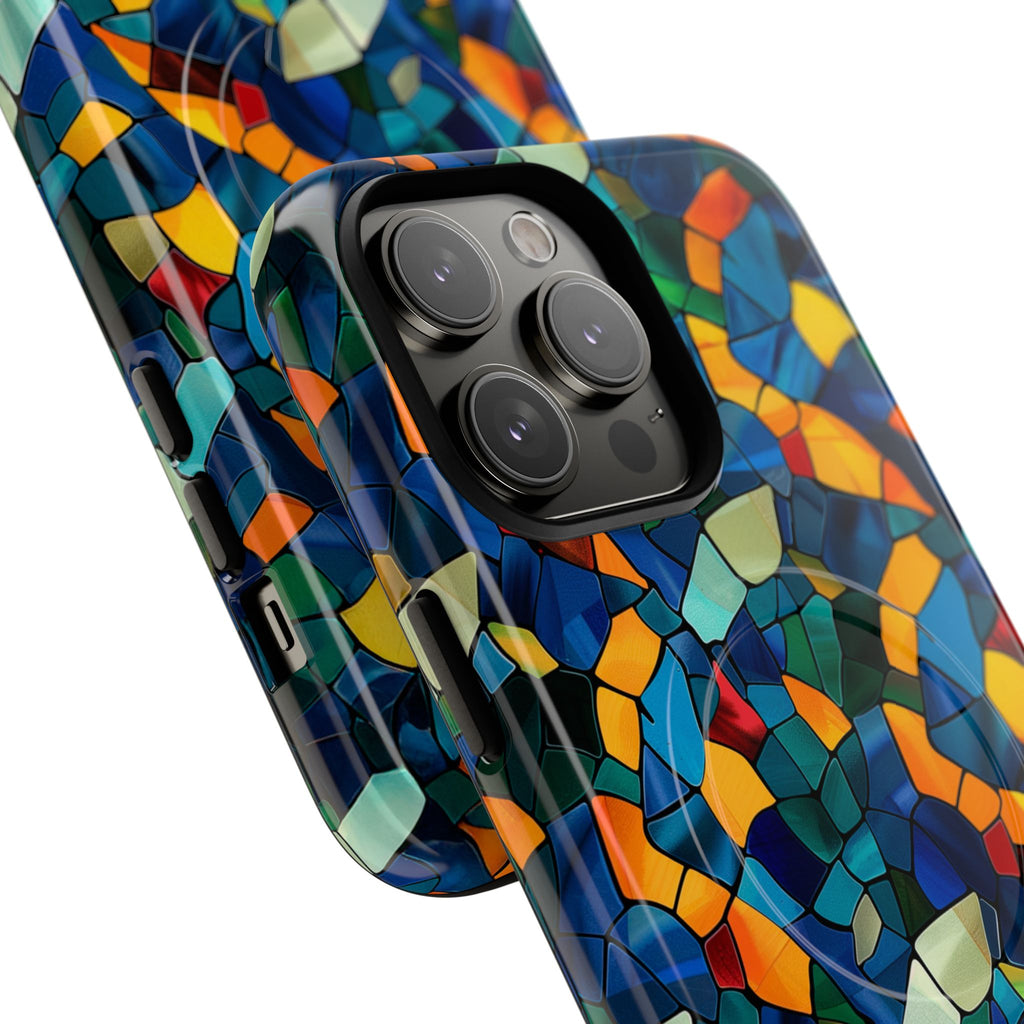 Stained Glass Mosaic Tough Magnetic Phone Case — Vibrant Abstract Protective Cover