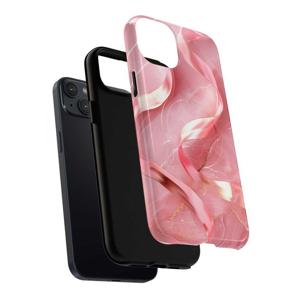 Pink Marble Tough Magnetic Phone Case — Abstract Rose Swirl Magnetic iPhone Cover