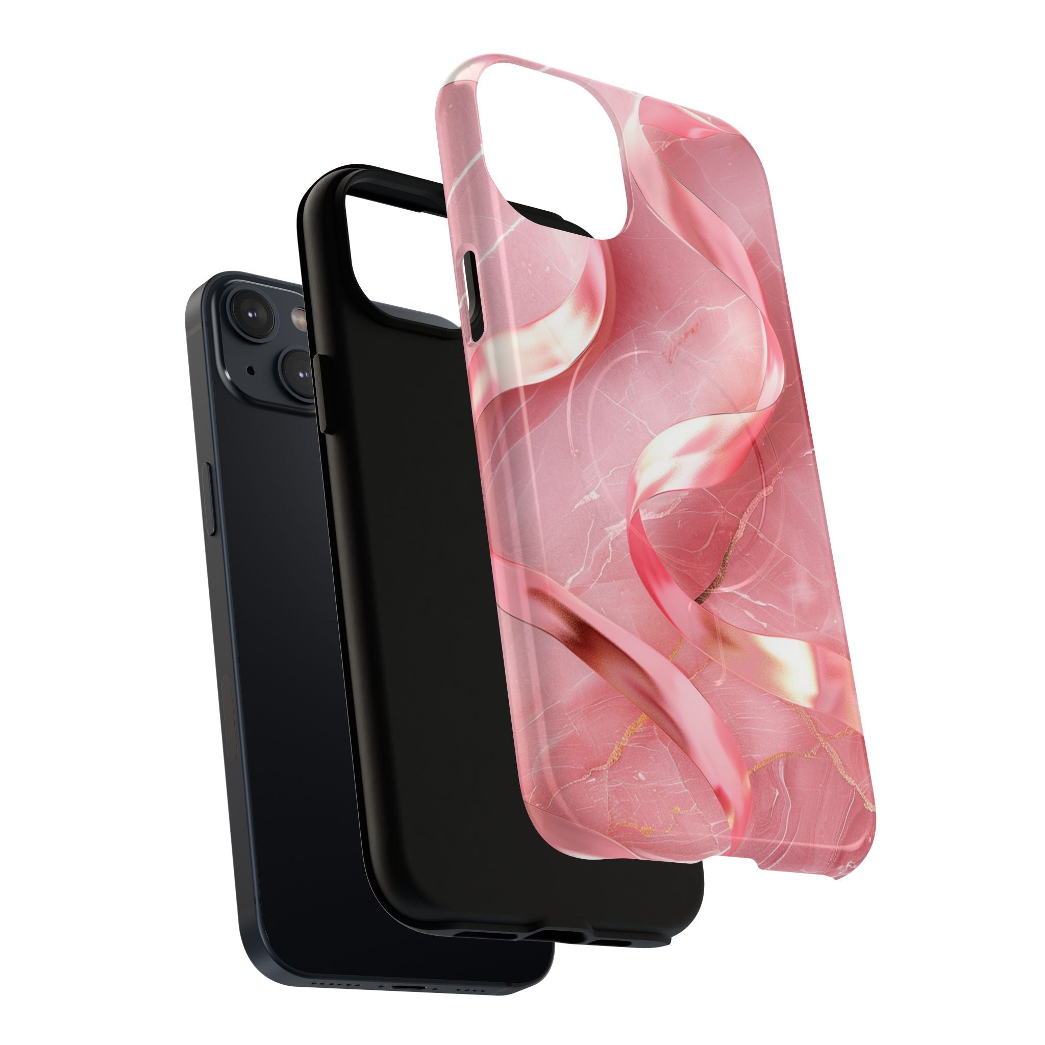 Pink Marble Tough Magnetic Phone Case — Abstract Rose Swirl Magnetic iPhone Cover