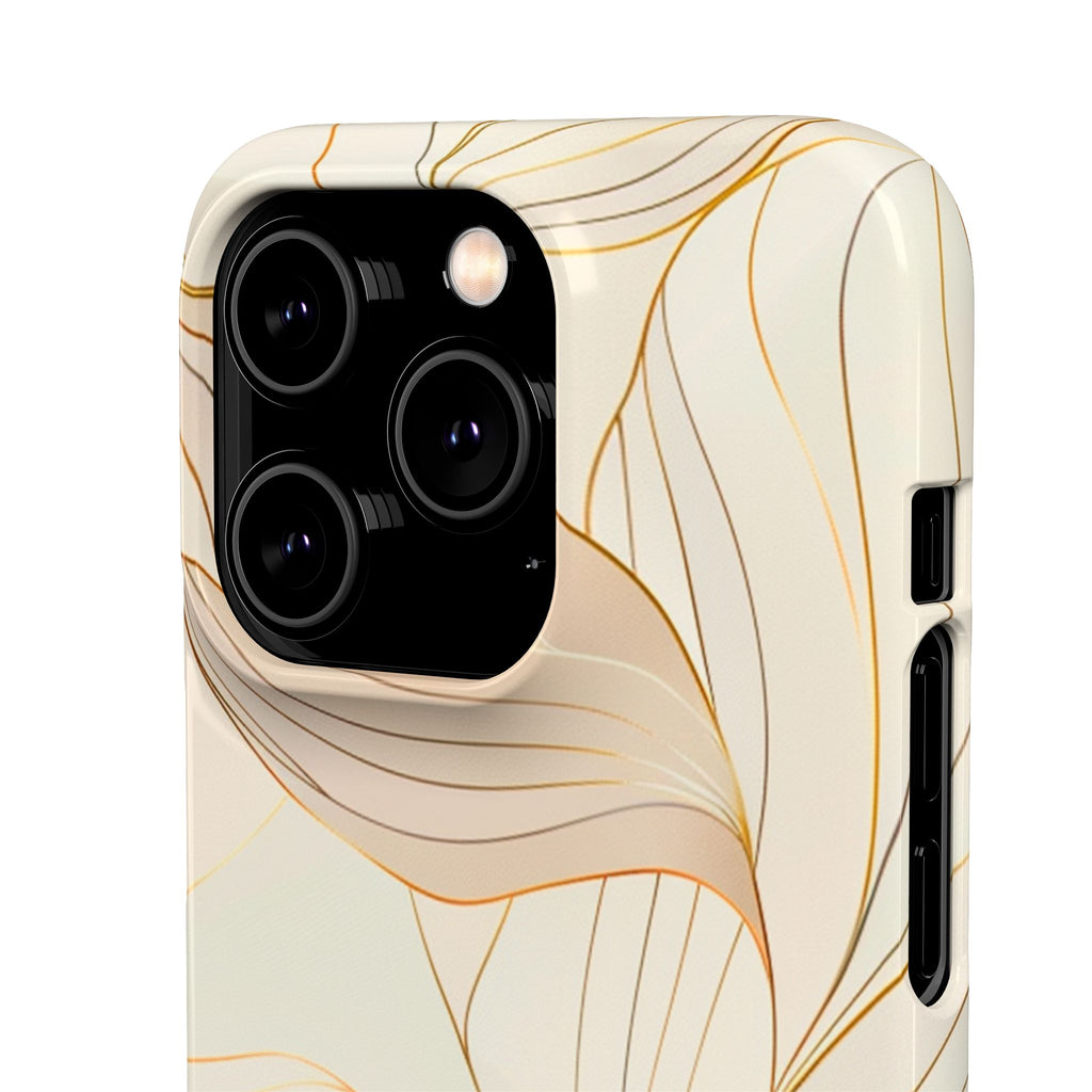 Floral Gold Leaf Phone Case — Elegant Neutral Botanical Snap Case