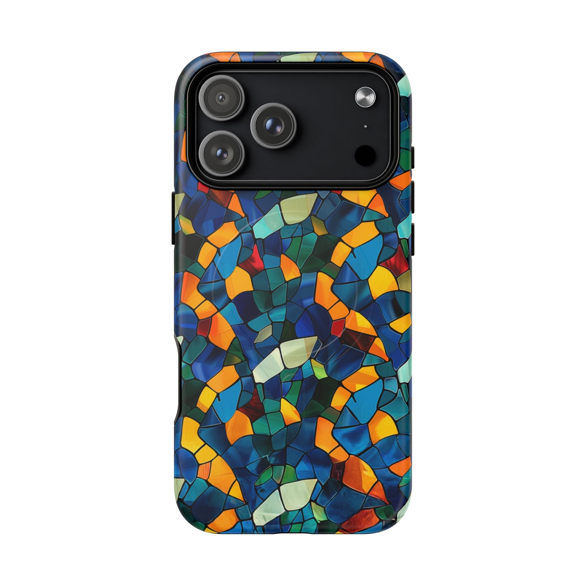 Stained Glass Mosaic Tough Magnetic Phone Case — Vibrant Abstract Protective Cover